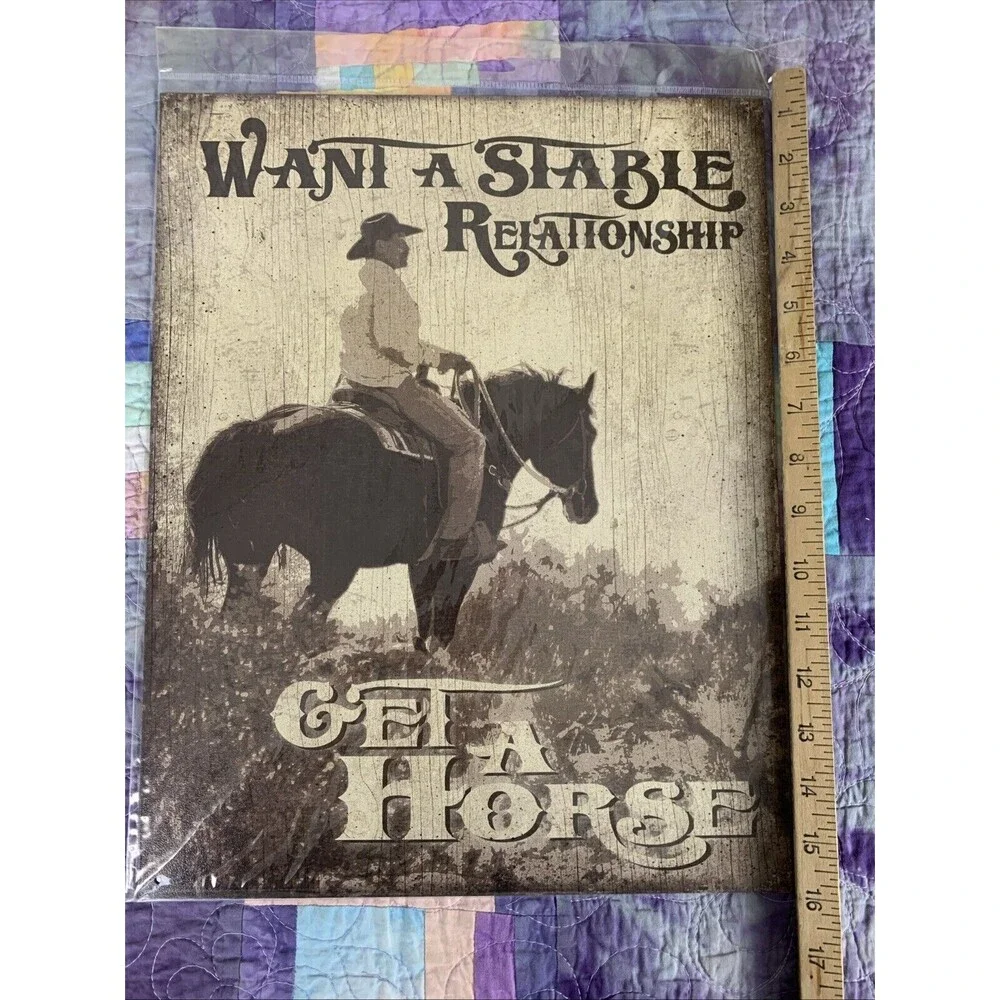 Want A Stable Relationship Get A Horse Metal 12.5x16 Man Cave Bar Garage Decor